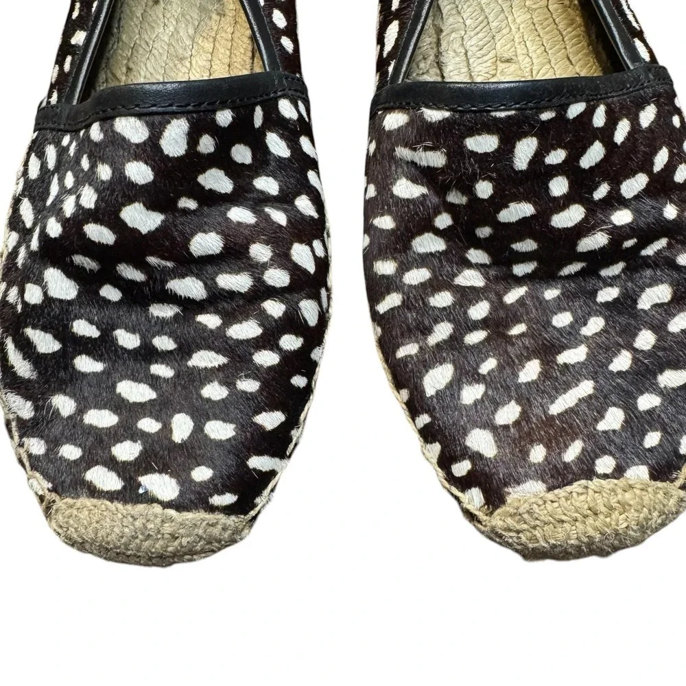 Tory Burch Shoes Womens Size 6 Brown Fur Espadrille Flats Animal Print Casual